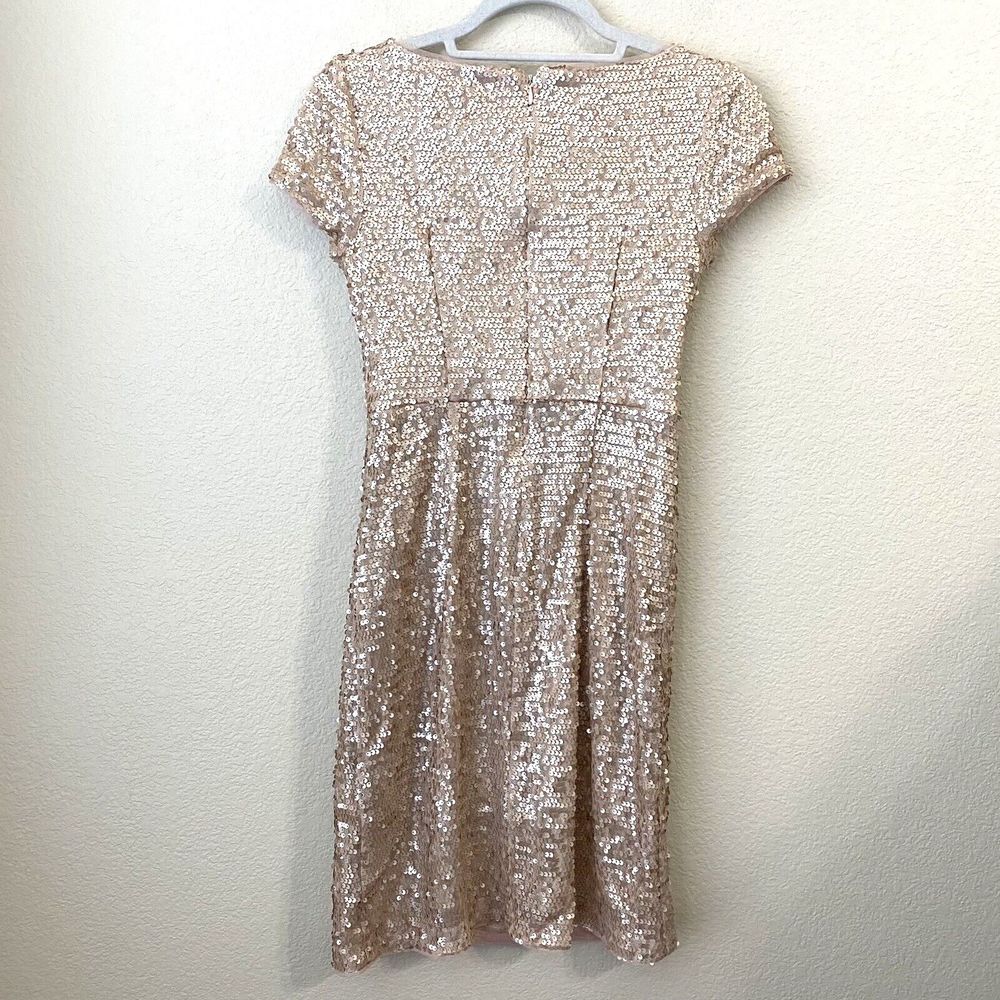 Adrianna Papell Dress Womens Size 2 Sequins Party Rose Gold - Picture 2 of 9